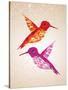 Colorful Humming Birds Illustration-cienpies-Stretched Canvas
