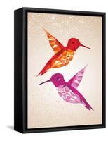 Colorful Humming Birds Illustration-cienpies-Framed Stretched Canvas