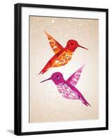 Colorful Humming Birds Illustration-cienpies-Framed Art Print