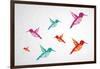 Colorful Humming Birds Illustration-cienpies-Framed Premium Giclee Print