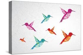 Colorful Humming Birds Illustration-cienpies-Stretched Canvas