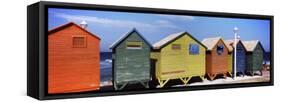 Colorful Huts on the Beach, St. James Beach, Cape Town, Western Cape Province, South Africa-null-Framed Stretched Canvas