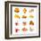 Colorful Icons With Fast Food Meals Isolated-sahuad-Framed Art Print