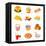 Colorful Icons With Fast Food Meals Isolated-sahuad-Framed Stretched Canvas