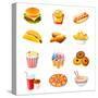 Colorful Icons With Fast Food Meals Isolated-sahuad-Stretched Canvas