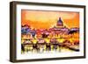 Colorful Illuminated San Peter Basilica in Rome, Vatican Oil Painting-Ivan Aleshin-Framed Art Print