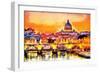 Colorful Illuminated San Peter Basilica in Rome, Vatican Oil Painting-Ivan Aleshin-Framed Art Print