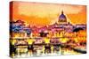 Colorful Illuminated San Peter Basilica in Rome, Vatican Oil Painting-Ivan Aleshin-Stretched Canvas