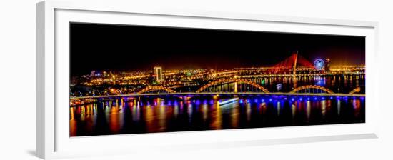 Colorful illumination of Dragon Bridge over Han River, Tet Festival, New Year celebration, Vietnam.-Tom Norring-Framed Premium Photographic Print