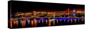 Colorful illumination of Dragon Bridge over Han River, Tet Festival, New Year celebration, Vietnam.-Tom Norring-Stretched Canvas