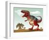 Colorful Illustration of an Angry Tyrannosaurus Rex-null-Framed Art Print