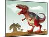 Colorful Illustration of an Angry Tyrannosaurus Rex-null-Mounted Art Print