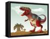 Colorful Illustration of an Angry Tyrannosaurus Rex-null-Framed Stretched Canvas