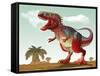 Colorful Illustration of an Angry Tyrannosaurus Rex-null-Framed Stretched Canvas