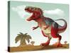 Colorful Illustration of an Angry Tyrannosaurus Rex-null-Stretched Canvas