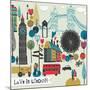 Colorful Illustration of London Landmarks-Lavandaart-Mounted Art Print