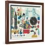 Colorful Illustration of London Landmarks-Lavandaart-Framed Art Print