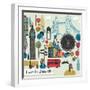 Colorful Illustration of London Landmarks-Lavandaart-Framed Art Print