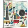 Colorful Illustration of London Landmarks-Lavandaart-Mounted Art Print