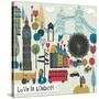 Colorful Illustration of London Landmarks-Lavandaart-Stretched Canvas
