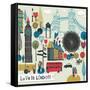 Colorful Illustration of London Landmarks-Lavandaart-Framed Stretched Canvas