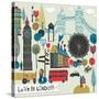 Colorful Illustration of London Landmarks-Lavandaart-Stretched Canvas