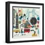 Colorful Illustration of London Landmarks-Lavandaart-Framed Art Print