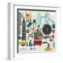 Colorful Illustration of London Landmarks-Lavandaart-Framed Art Print