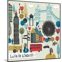 Colorful Illustration of London Landmarks-Lavandaart-Mounted Art Print