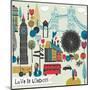 Colorful Illustration of London Landmarks-Lavandaart-Mounted Art Print