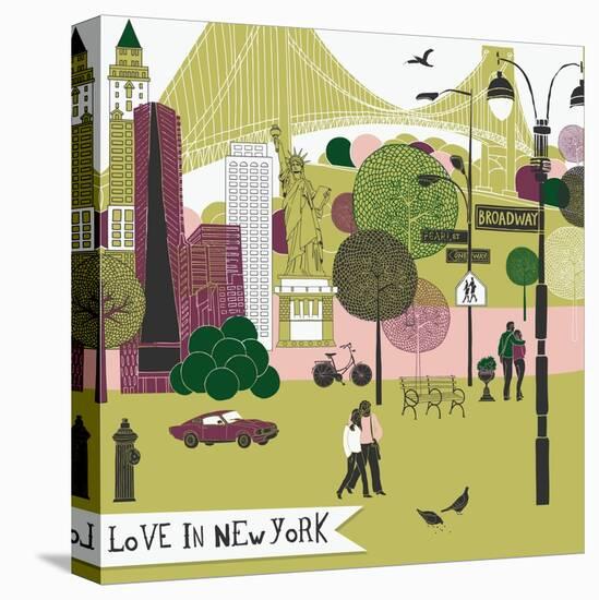Colorful Illustration of New York Landmarks-Lavandaart-Stretched Canvas