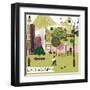 Colorful Illustration of New York Landmarks-Lavandaart-Framed Art Print