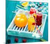 Colorful Juices & Azure Picnic-null-Mounted Art Print