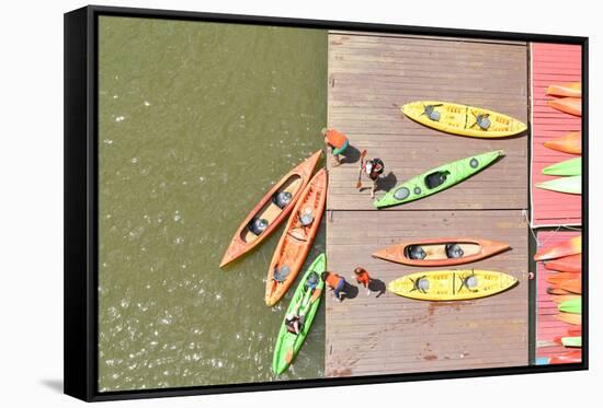 Colorful Kayaks Docked - as Seen from Above-Orhan-Framed Stretched Canvas