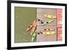 Colorful Kayaks Docked - as Seen from Above-Orhan-Framed Photographic Print