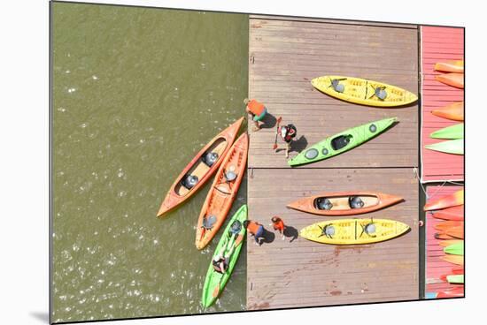 Colorful Kayaks Docked - as Seen from Above-Orhan-Mounted Photographic Print