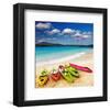 Colorful Kayaks & Exotic Beach-null-Framed Art Print