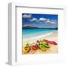 Colorful Kayaks & Exotic Beach-null-Framed Art Print