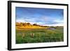 Colorful Landscape of Grass Field and Golden Shade of Sunset at Capalaba Redland-Maythee Voran-Framed Photographic Print