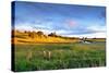 Colorful Landscape of Grass Field and Golden Shade of Sunset at Capalaba Redland-Maythee Voran-Stretched Canvas