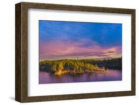 Colorful Landscape with Pines Trees, Calm Lake and Beautiful Blue Sky at Sunset Sunlight. Karelia R-SergeBertasiusPhotography-Framed Photographic Print