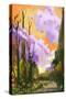 Colorful Landscape with Sunset Sky,Illustration Painting-Tithi Luadthong-Stretched Canvas