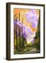 Colorful Landscape with Sunset Sky,Illustration Painting-Tithi Luadthong-Framed Art Print