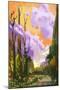 Colorful Landscape with Sunset Sky,Illustration Painting-Tithi Luadthong-Mounted Art Print