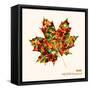 Colorful Leaf with Triangles-cienpies-Framed Stretched Canvas