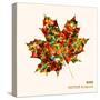 Colorful Leaf with Triangles-cienpies-Stretched Canvas