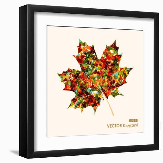 Colorful Leaf with Triangles-cienpies-Framed Art Print