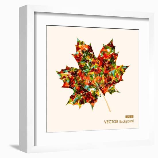 Colorful Leaf with Triangles-cienpies-Framed Art Print