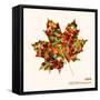 Colorful Leaf with Triangles-cienpies-Framed Stretched Canvas