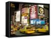 Colorful Lights and Traffic, Times Square, New York City, New York, USA-Alan Klehr-Framed Stretched Canvas